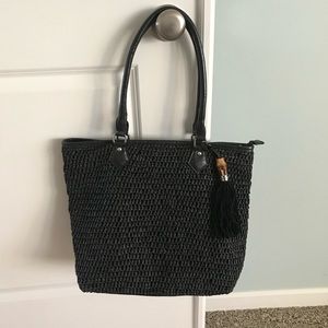 Black Straw Tote